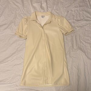 Elegant Cream Short Sleeve Dress